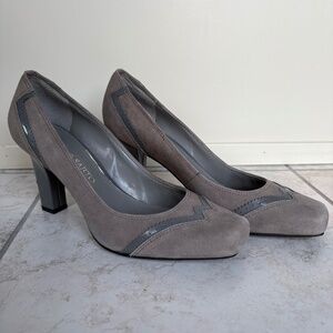 Franco Sarto Grey Suede Leather Women’s Heel Shoes - Size 7.5M